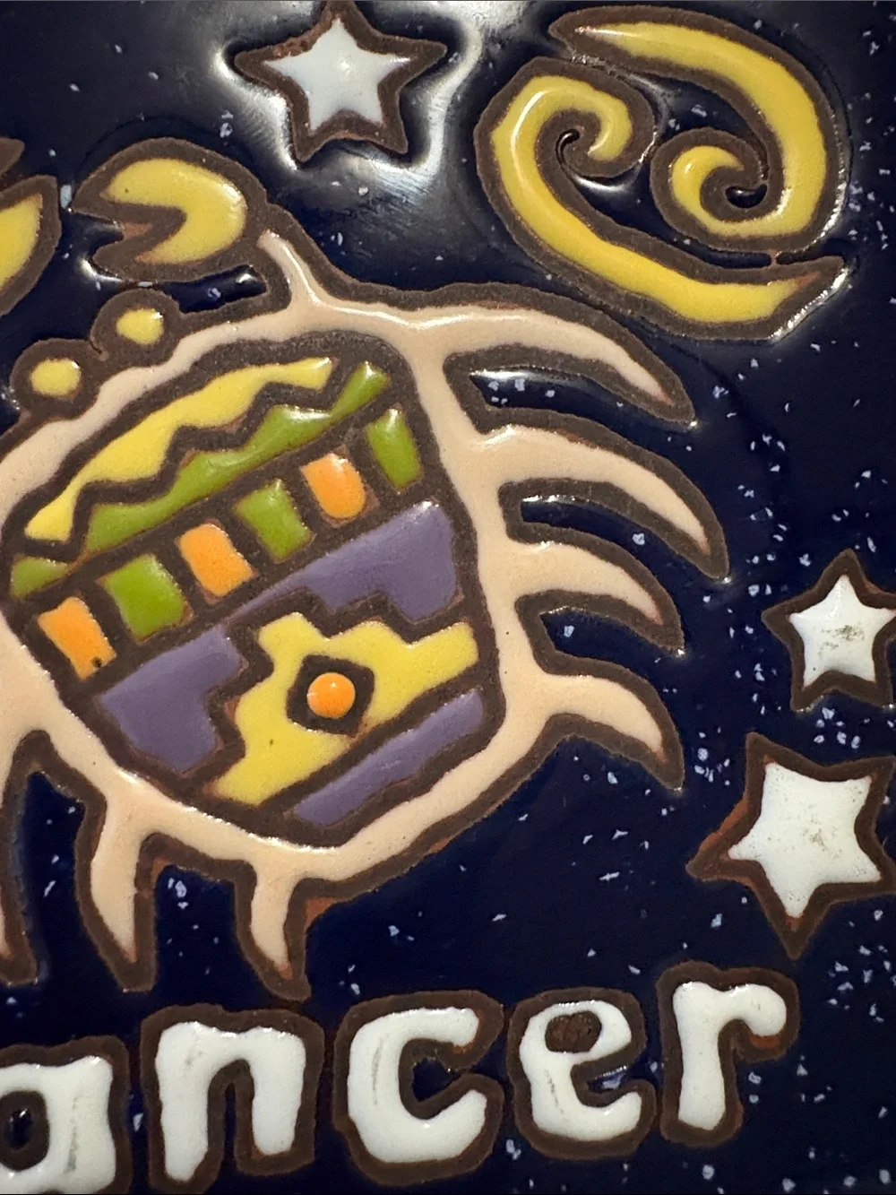 Earthtones Cancer Zodiac Hand Glazed Ceramic Decorative Southwest Art Tile